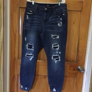 Judy Blues Destroyed Patched Skinny Denim Jean 18W